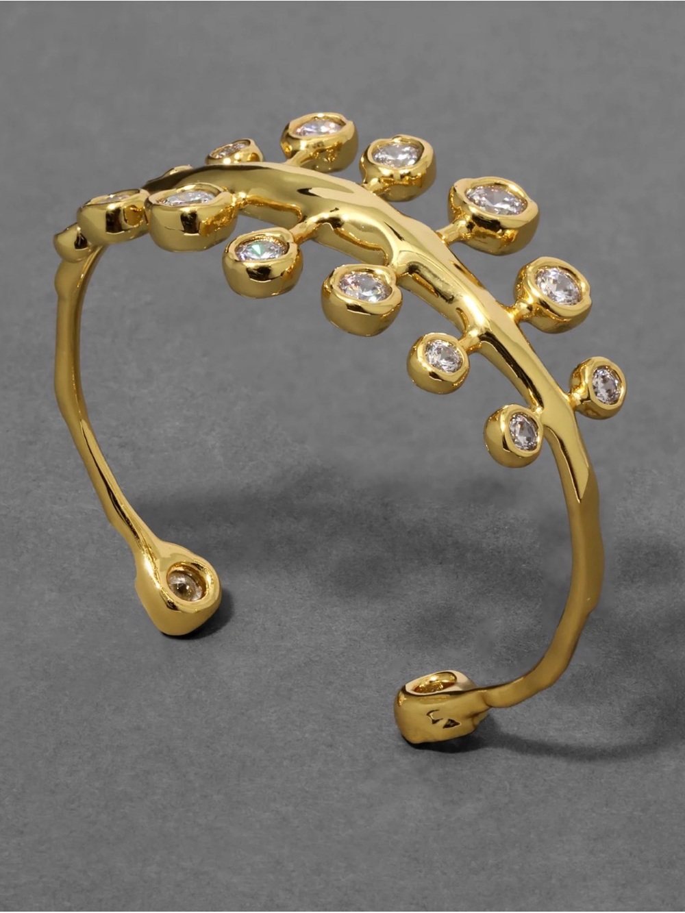 NEW Alexis Bittar Asterales Modernist Cuff Bracelet Gold Clear Orb JL23